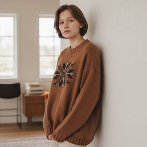 Vintage Y2K Abercrombie & Fitch Snowflake Fair Isle Lambswool Sweater Size XL